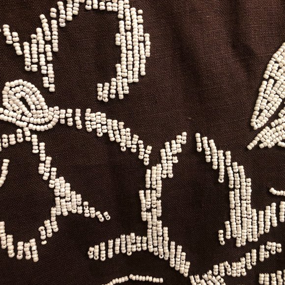 100% Linen Y2K Floral Skirt with Embodied Flowers Partially Stretchy Waist NWOT - Picture 2 of 6